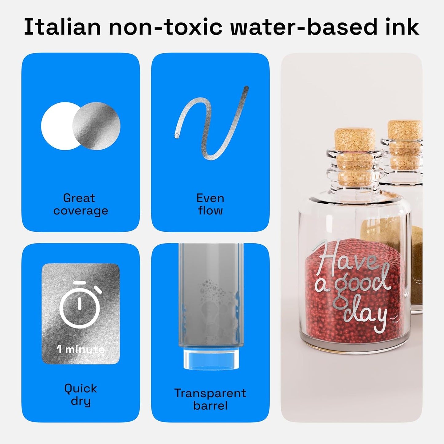 ARTISTRO 2 Silver Acrylic Paint Markers - 3mm Medium-Tip Paint Pens - Perfect for Crafting, Art Projects, & More