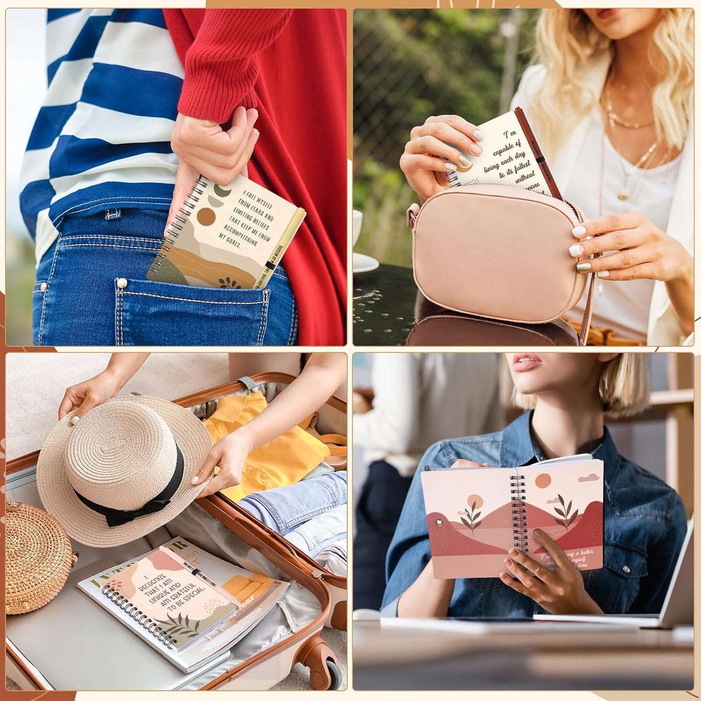 Kosiz 48 Pcs/24 Set Positive Affirmation Gifts Gratitude Spiral Notebooks with Pens Motivational Encouragement Notepads Daily Affirmations Journal for Women (Rainbow)