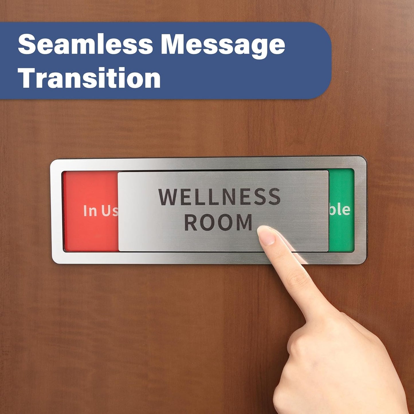 Conference Room Sliding Door Signs - In Use/Vacant/Occupied with Reversible Slider for Wellness & Privacy Office - 8inx2.6 inches