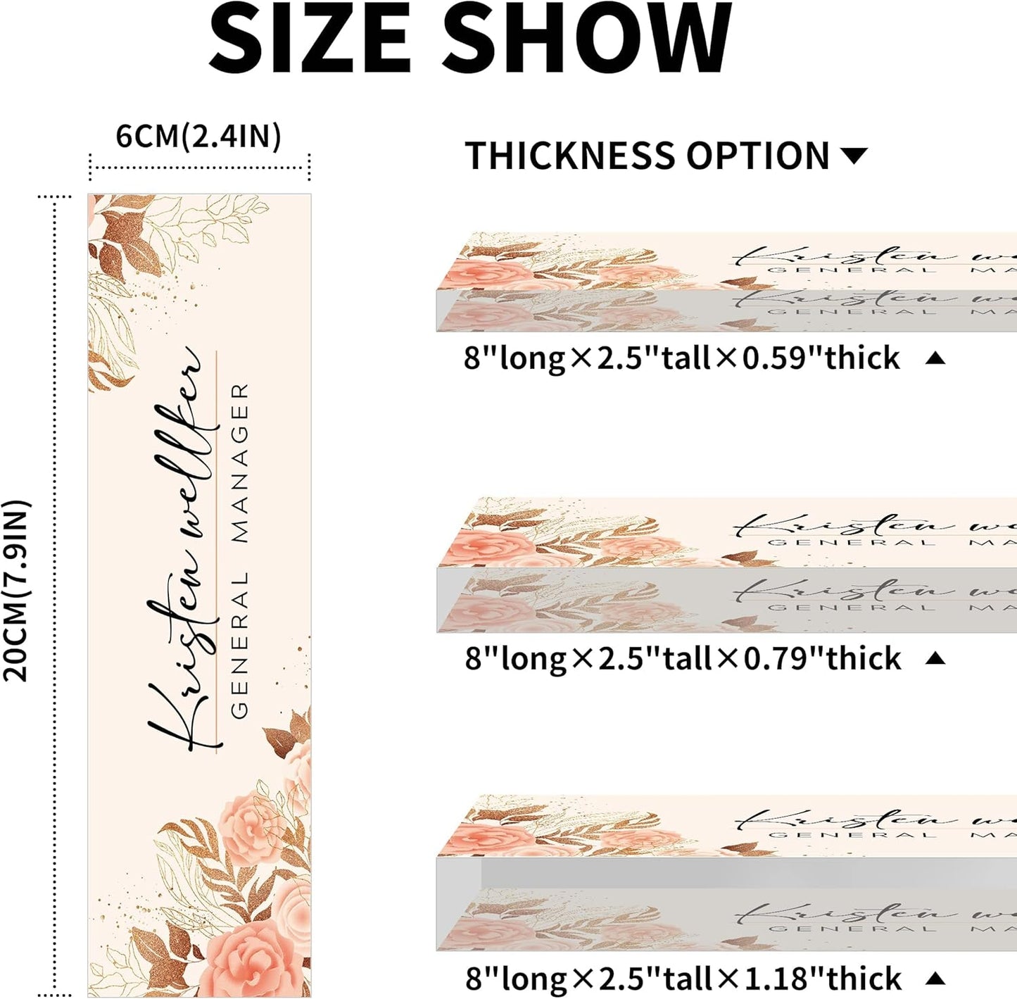 Desk Name Plate Personalized, Premium Pink Golden Hibiscus Flowers Acrylic Desk Name Plate, Personalized Name Plate for Desk, Office Decor for Women or Men Coworkers, Boss, Employee, Teacher