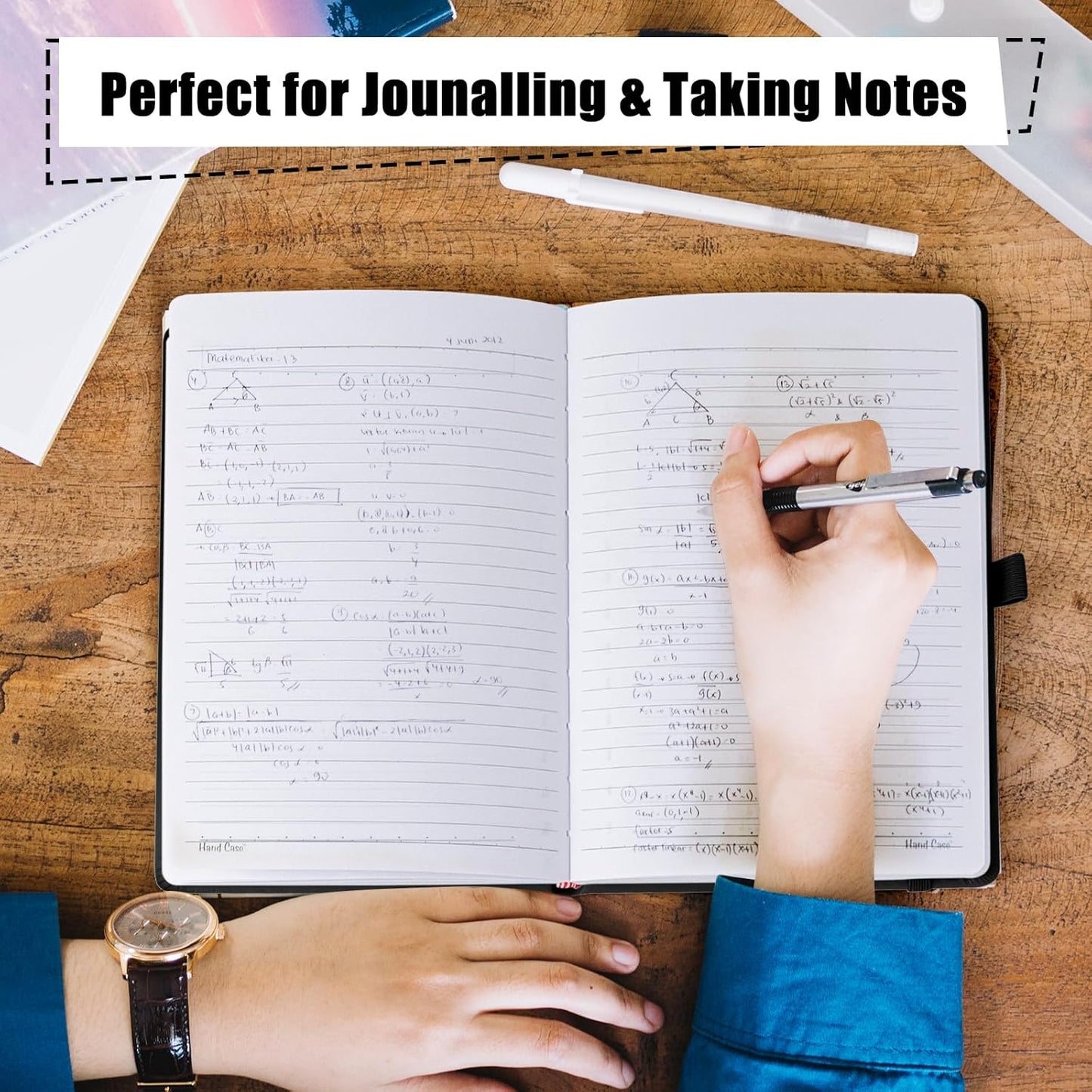 Lined Journal Notebooks, 160 Pages Notebook for Working, 5.7 x 8 inches, 100 GSM Paper, Pastel Colors Hardcover Journals (Black - 6 Pack)