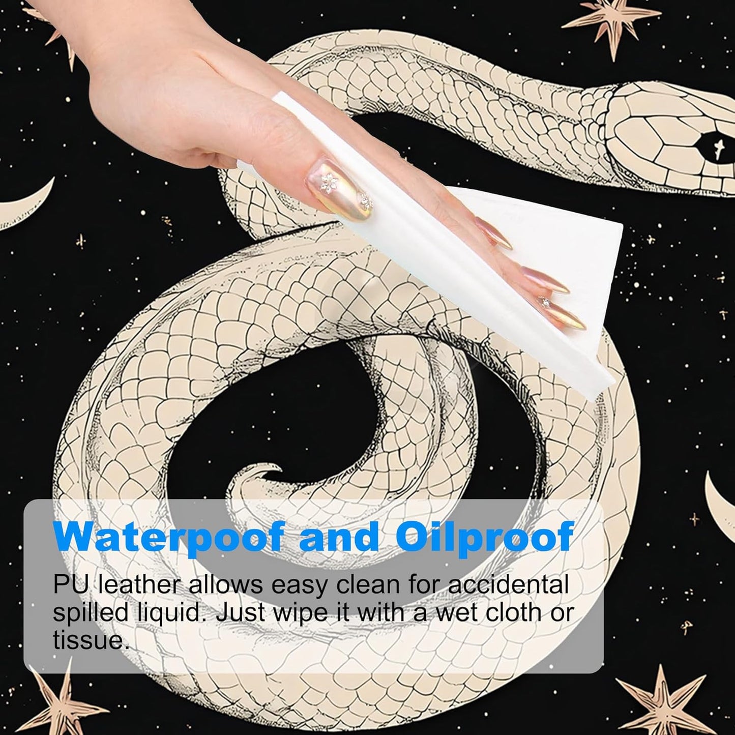 Desk Mat, Boho Gothic Snake and Pink Rose Large Gaming Mouse Pad with Non-Slip Base Stitched Edges,Desk pad for Keyboard and Mouse Home Office 35.4"x15.7"