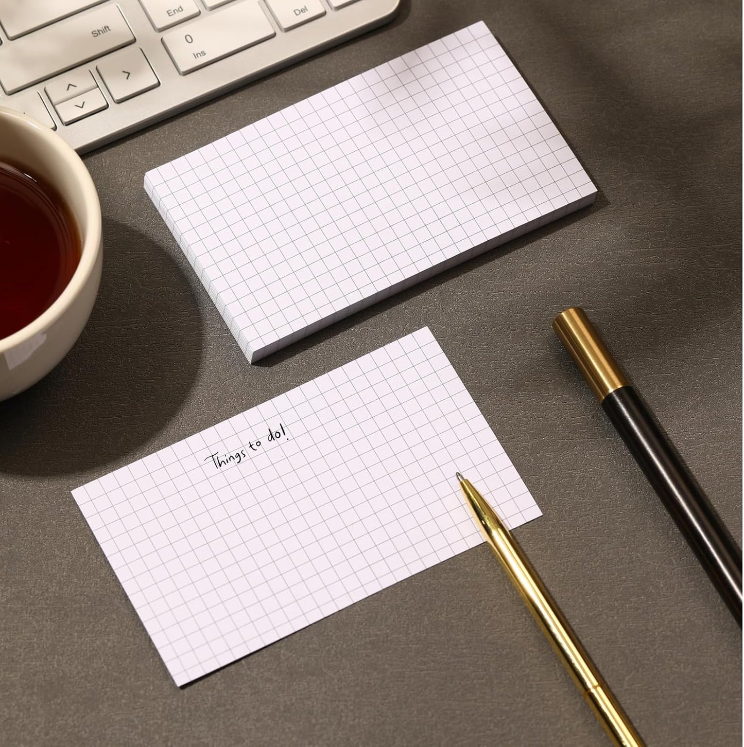 Extra Heavyweight Grid Index Cards 3x5 Inch 92lb Weight Double Sided Graph Ruled Notecards Thick Flash Cards for Note-Taking, Studying, and Organization, Ideal for School, Home and Office - 100 Count