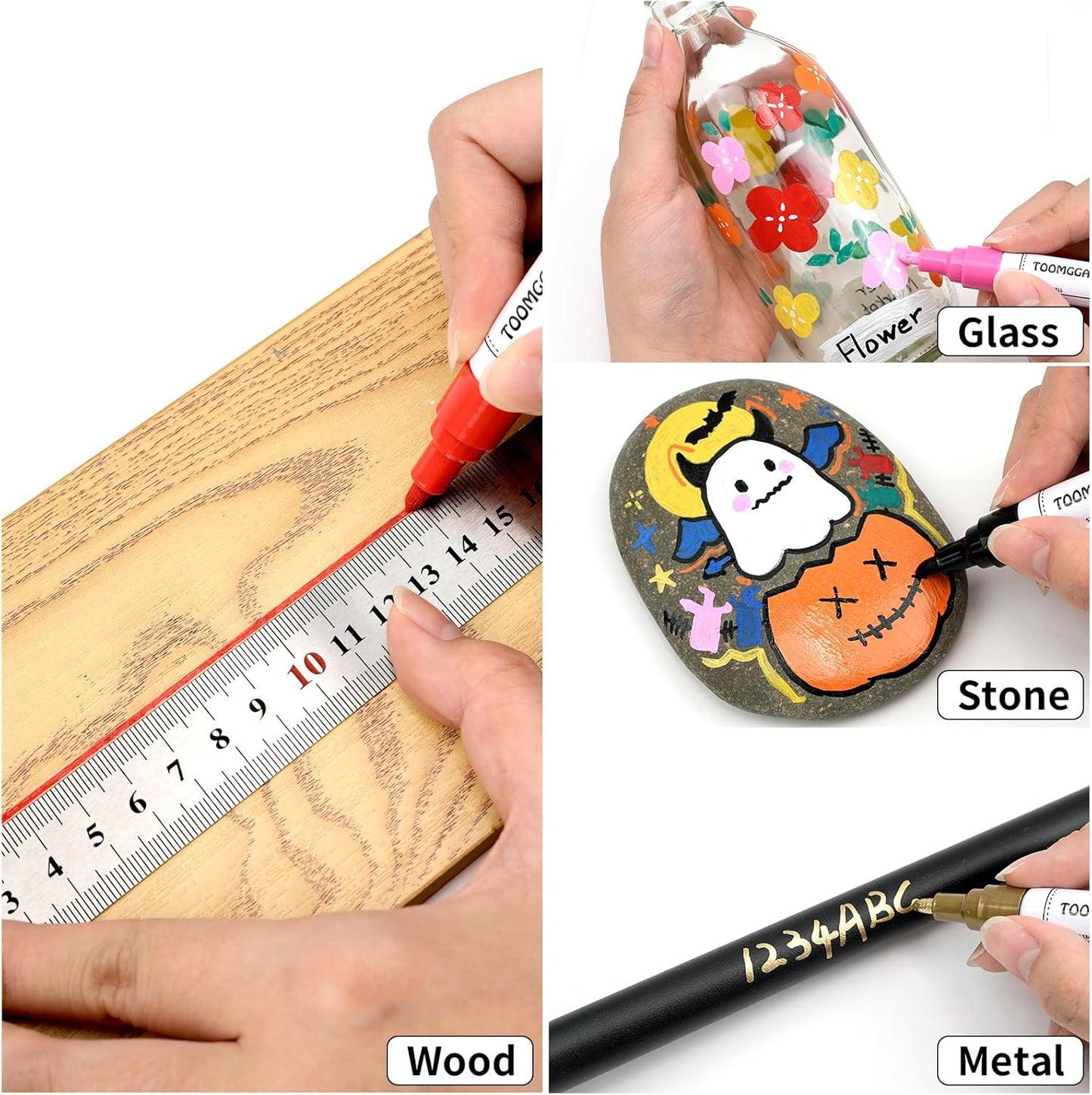 Yellow Permanent Paint Pens Paint Markers - 8 Pack Oil Based Markers, Quick Drying and Waterproof Marker Pen, Car Tire, Metal, Rock Painting, Wood, Ceramic, Plastic, Canvas, Mugs, Medium Tip