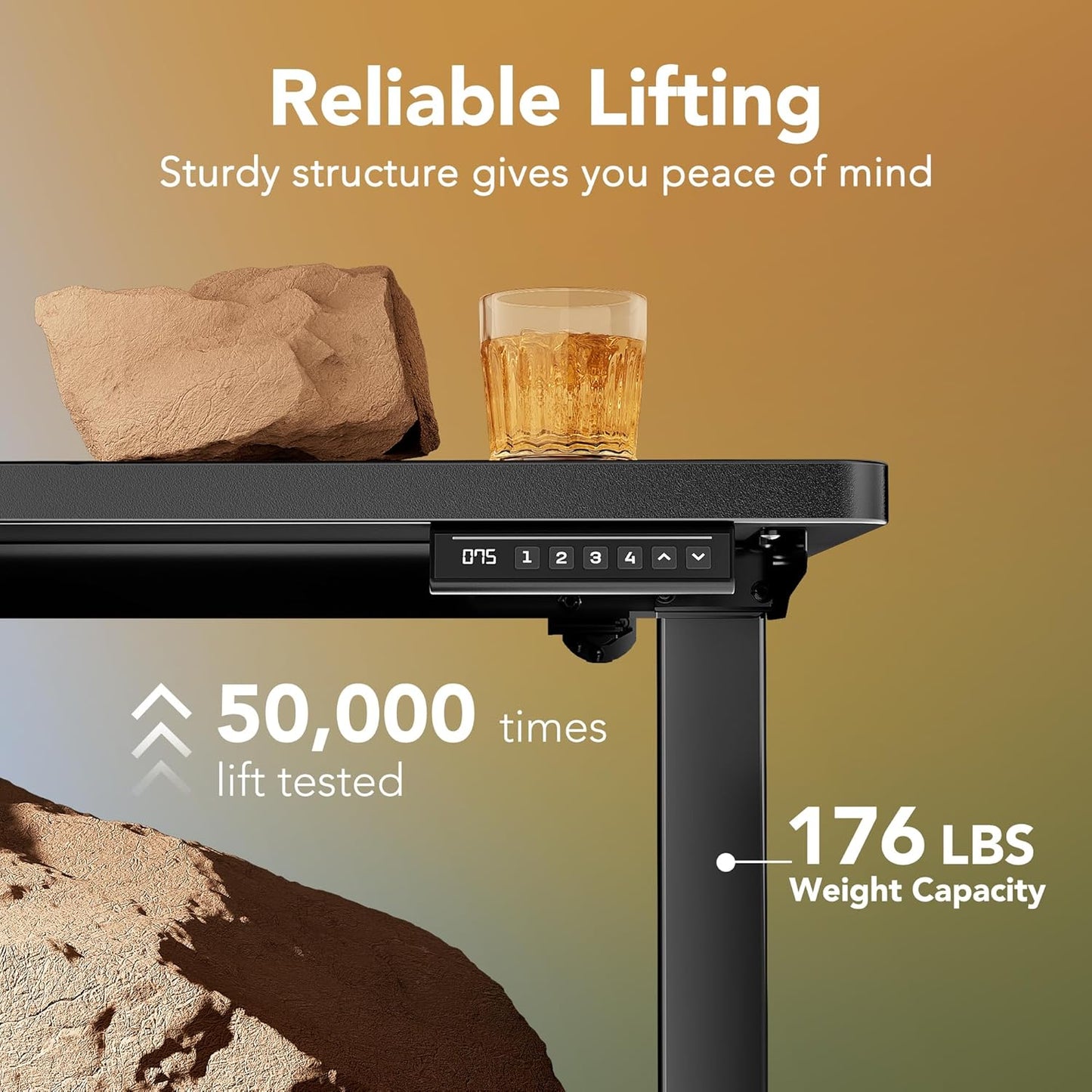 HUANUO 43 x 24 inch Electric Standing Desk Adjustable Height, 4 Memory Height Settings, Sit Stand Up Desk for Home Office & Computer Workstation, Black