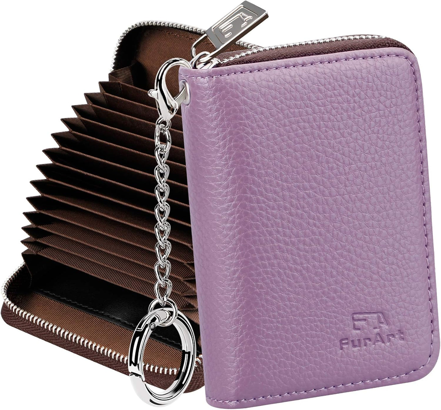 FurArt Zipper Wallet Women, RFID Blocking Credit Card Wallet, Business Card Holder, Compact Size KeyChain Wallet