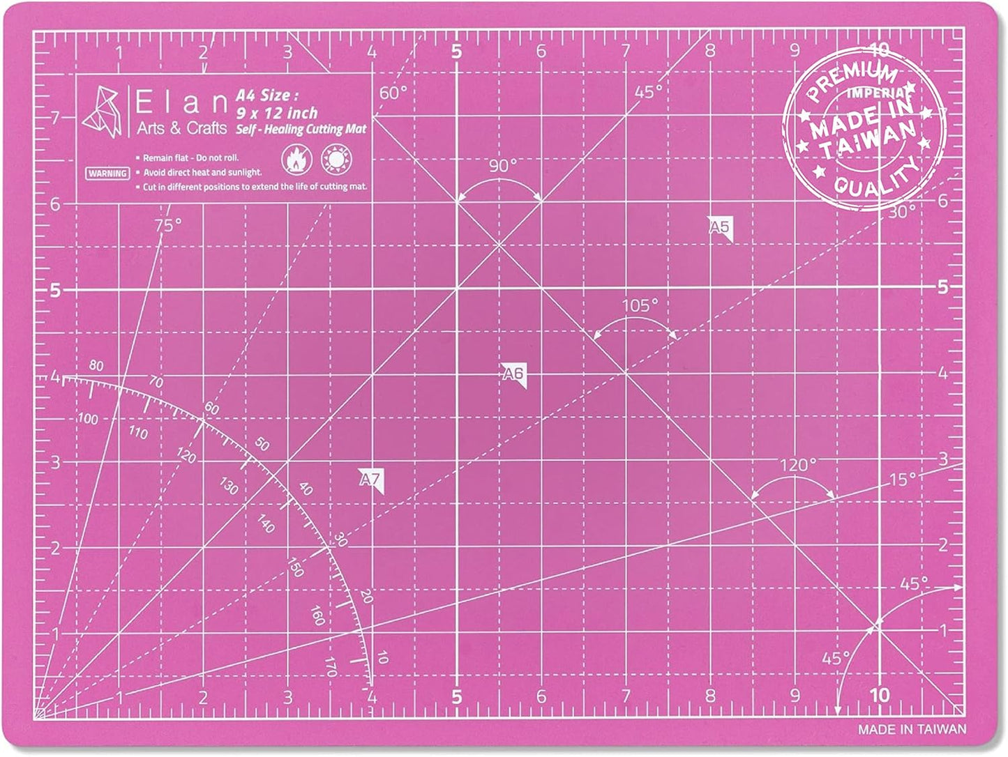 Elan Cutting Mat A4 Pink & Purple, Self Healing Cutting Mat 9x12 Inch, 5-Ply Craft Board Pink, Hobby Board for Crafts 9x12 Inch