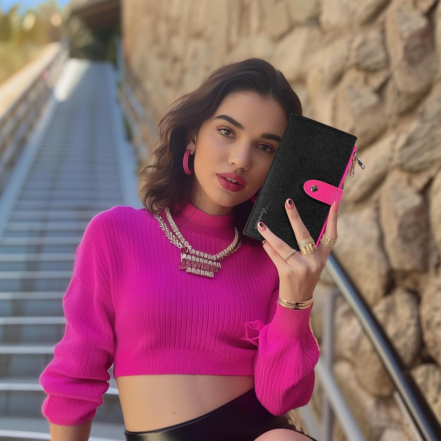 Travelambo RFID Wallet Women Bifold Multi Card Wallet Case with Zipper Pocke Credit Card Holder for Women