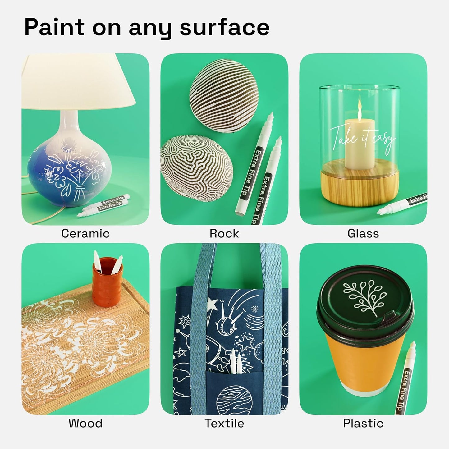 ARTISTRO 2 White Acrylic Paint Markers - 0.7mm Extra Fine-Tip Paint Pens - Perfect for Crafting, Art Projects, & More