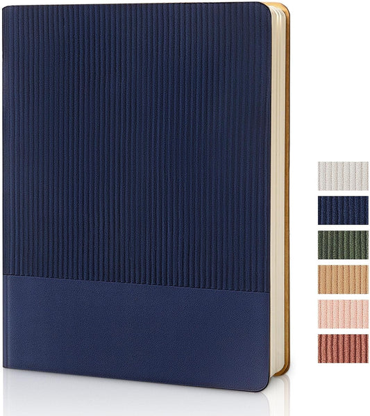 Lined Journal Notebook for Work College Ruled Note Book 7.2"x9.6" B5 PU Leather Daily Journaling 160 Pages for Women Men Writing Home School Supplies Business