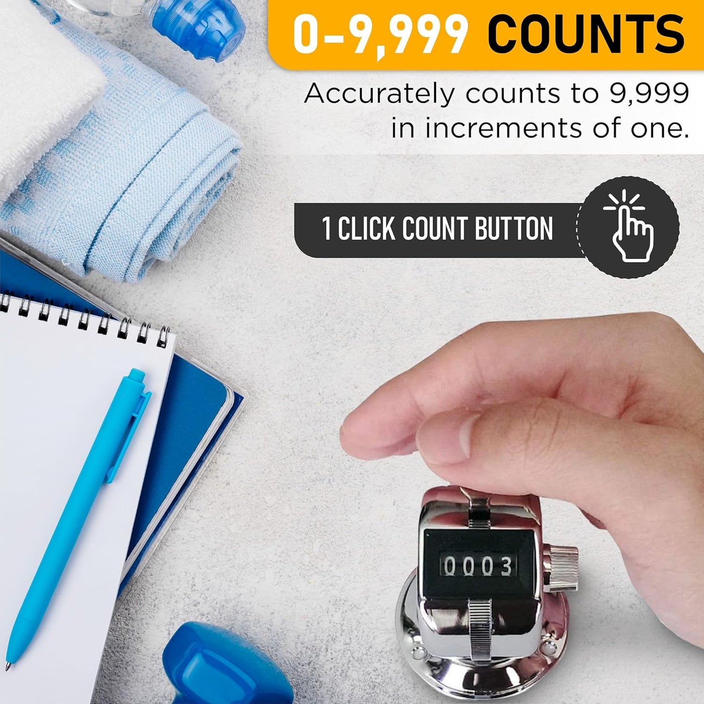 TC-08 Desk Tally Counter with Base, Digital Desktop Counter Clicker Mechanical Number Click Counter (4)
