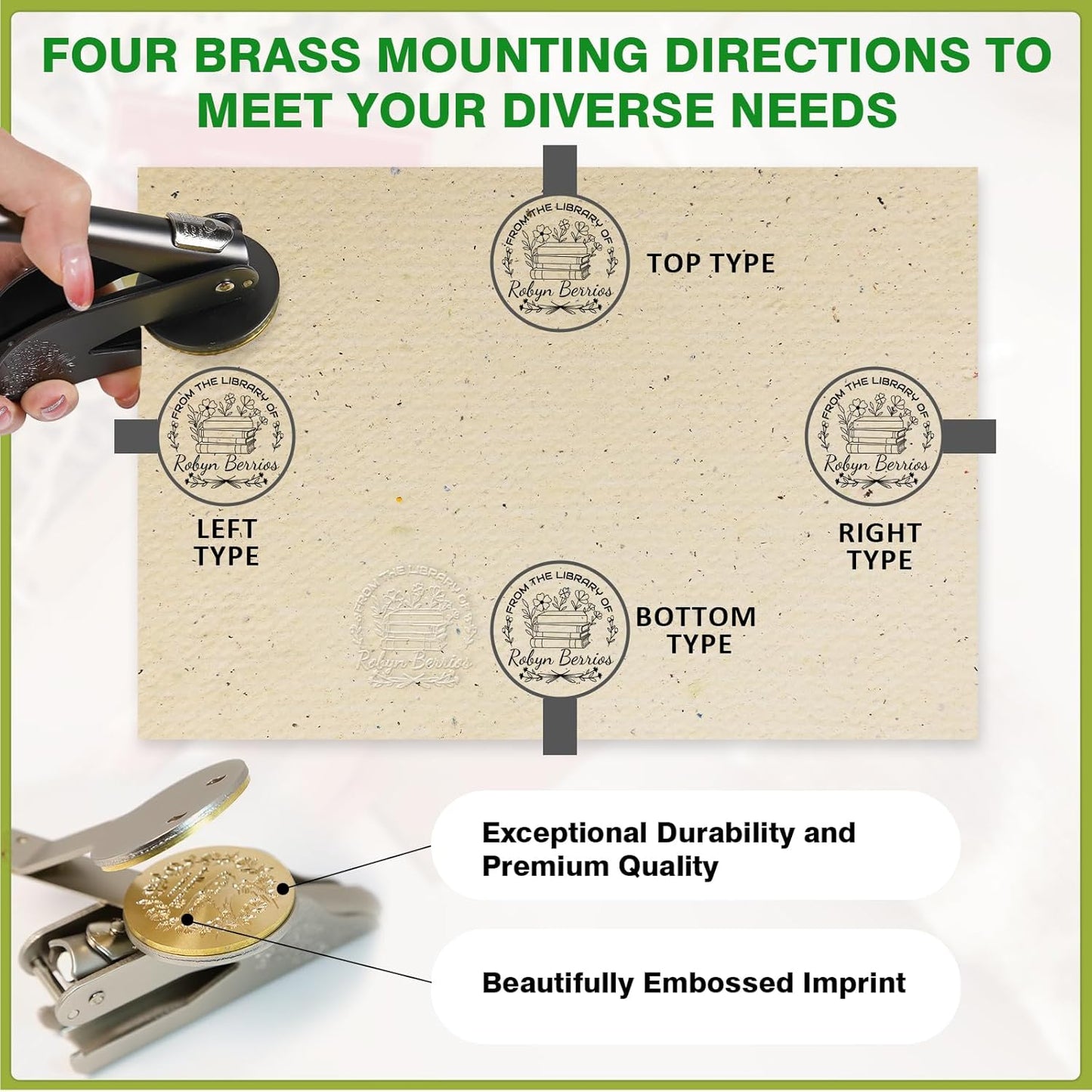 Custom Book Embosser - Personalized Book Stamp with Your Name/Design - Premium Handcrafted Gift for Writers, Book Lovers & Collectors