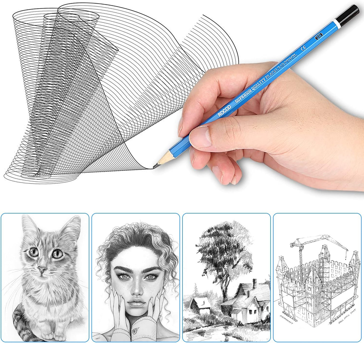 Profession Sketch Pencils 6B to 4H for Kids and Adults Drawing, Art Graphite Pencil for Artists Beginner Sketching