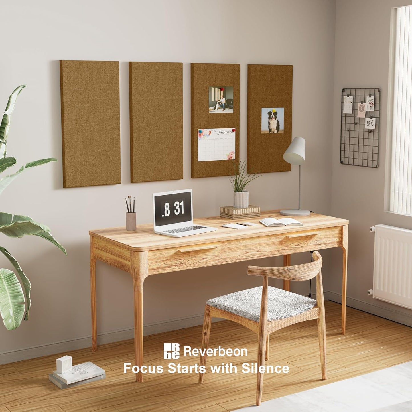 4PCS Acoustic Panels, 24"x12" Fabric Acoustic Panels for Walls, Self-Adhesive Sound Absorbing Panels for Home, Office, Studios (Camel Hazel)