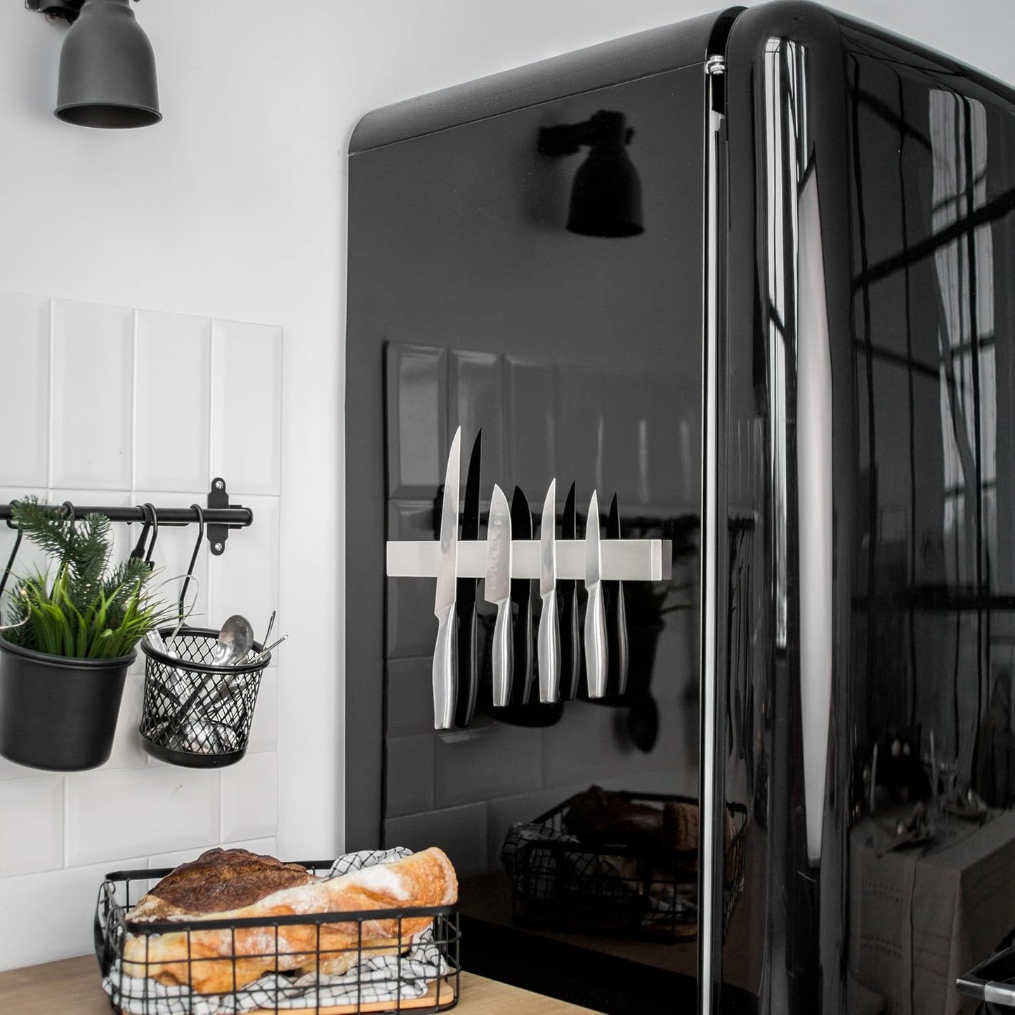 Premium Magnetic Knife Holder for Refrigerator – 16 Inch Professional Double Sided Magnetic Knife Strip for Fridge - Stainless Steel Magnetic Knife Holder for Wall Self Adhesive