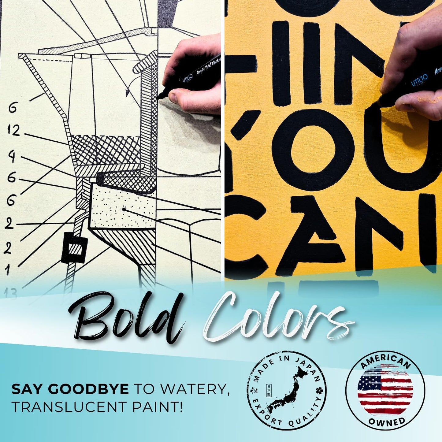 Black Paint Pen (8-Pack) Medium Tip Made in Japan | Bold Color+100% Coverage | For Rock, Wood, Glass, Paper, Fabric, Canvas, Metal and More! | 2-3mm Black Paint Pens | Black Acrylic Paint Pens