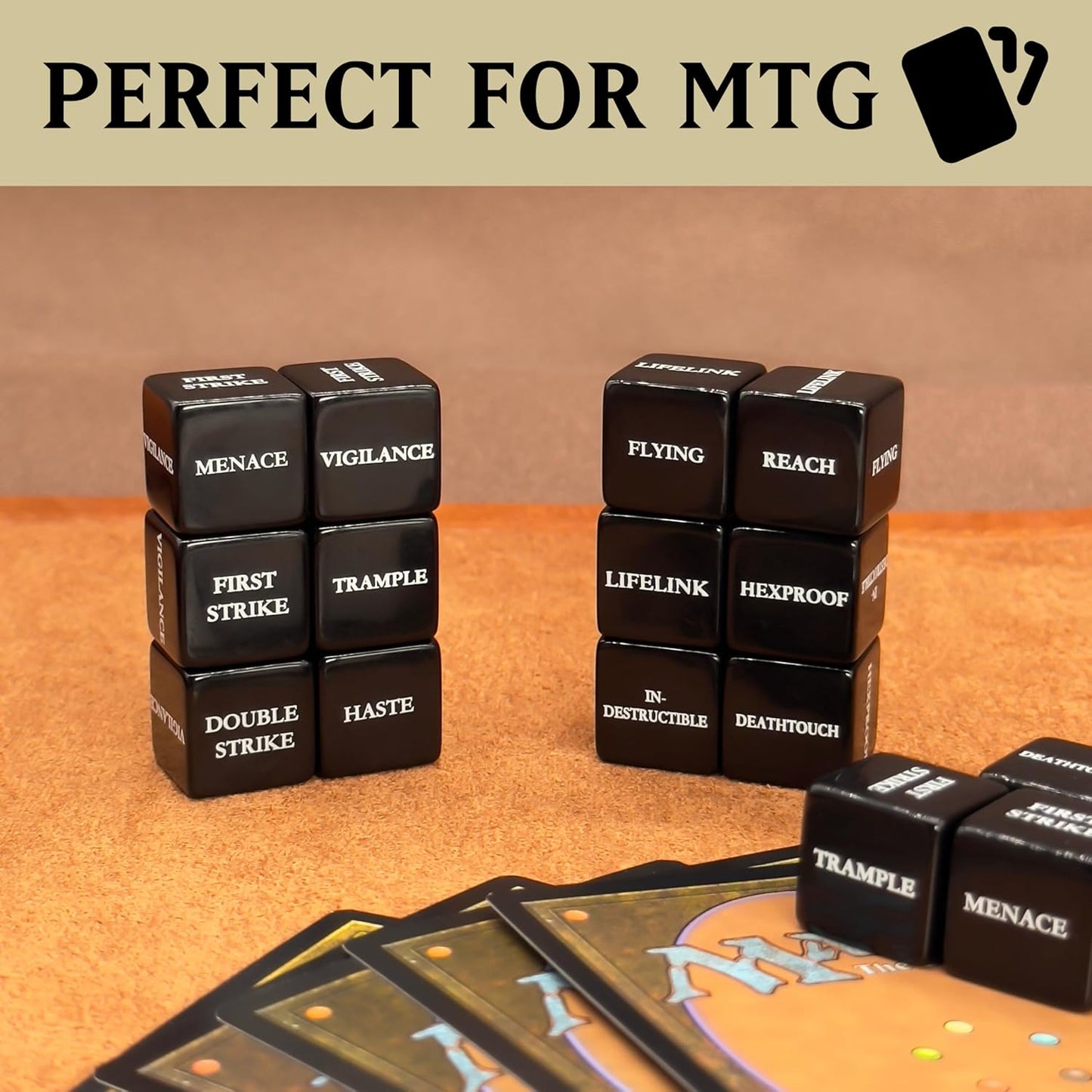 60 Pieces MTG Dice Abilities Keywords Counters Set - Counters Bulk Creature Stats Buff Tokens Magic The Gathering with 2 Dice Bags for MTG,TCG,Card Games Accessories