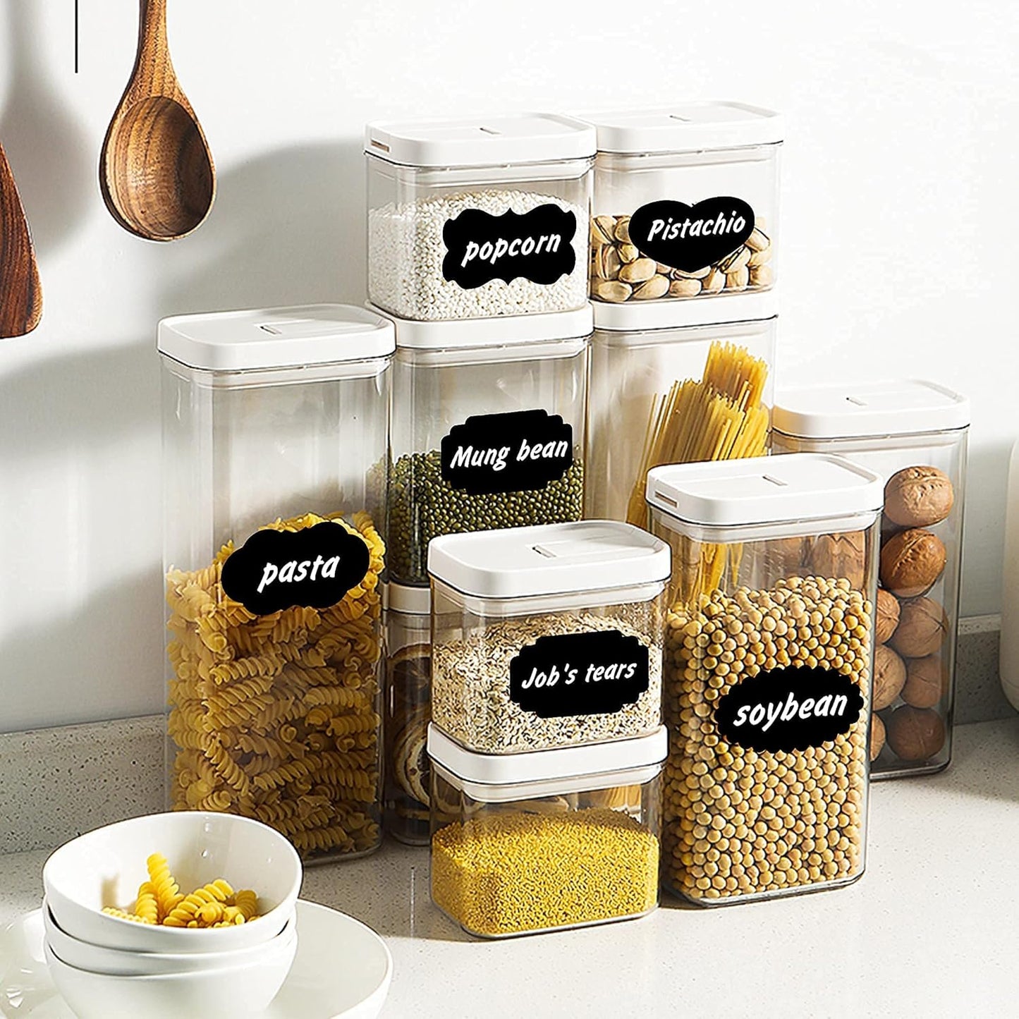 White Liquid Chalk Markers Set, Pack of 10 White Chalkboard Paint Pens with 12 Chalkboard Labels, 5 Stickers, Perfect for Chalkboards, Bistro Boards, Glass and Metal