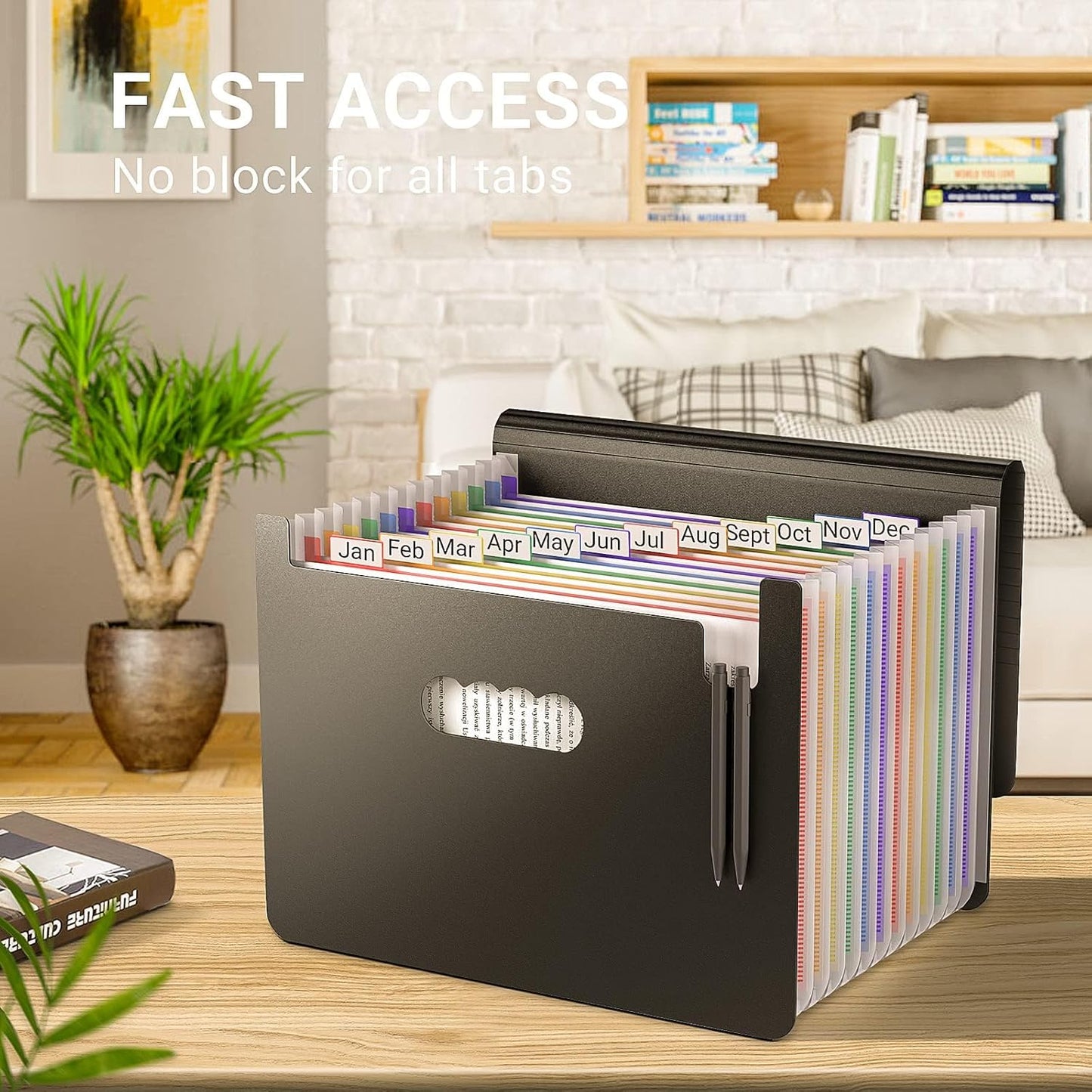 Accordion File Organizer,Expanding File Folders with Handle,13 Pockets Expandable Filing Folders,Tabs Included in Filing Box,Adjustable Strap,Bill Documents Organizer,A4/Letter Size,Black