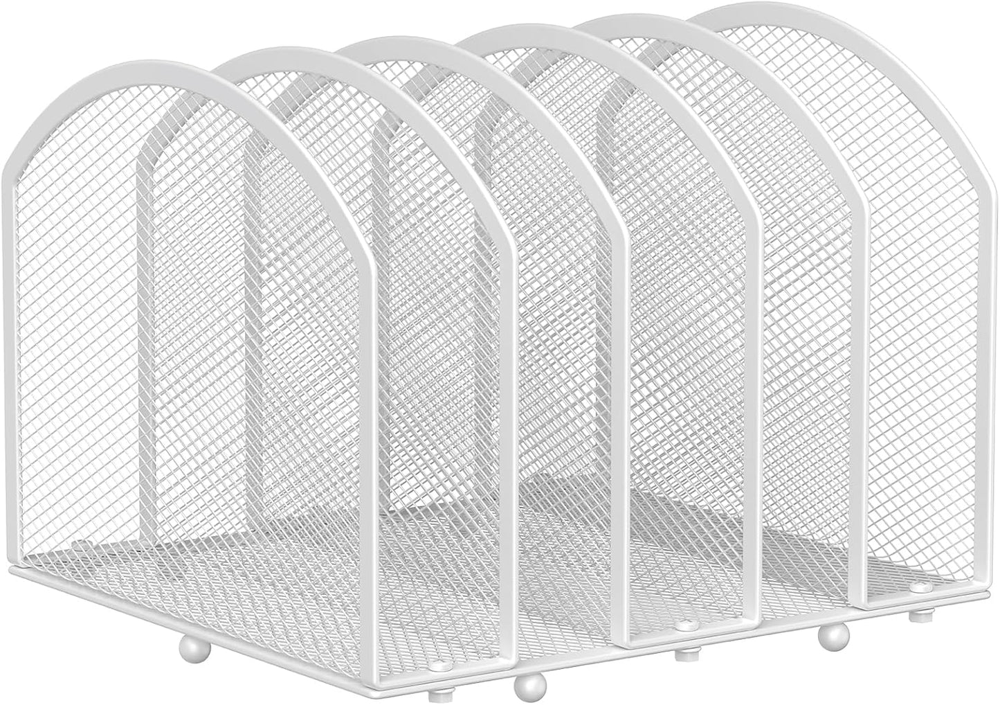 Desk File Organizer 5 Sections Desktop Organizer File Sorter Office Organization File Folder Holder for Office School & Classroom (White, 5 Section - 1Pack)