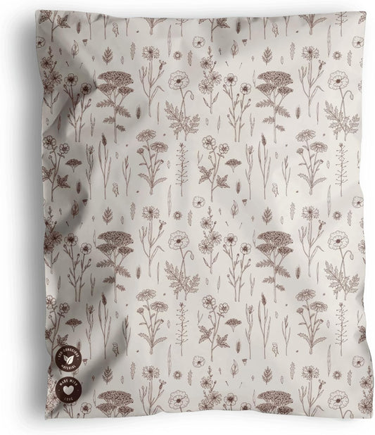 Poly Mailers 10x13-25 Pack Biodegradable Shipping Bags for Clothes - Impack Self-Seal Waterproof Thick Mailing Envelope for Accessories & Clothing - Wildflower