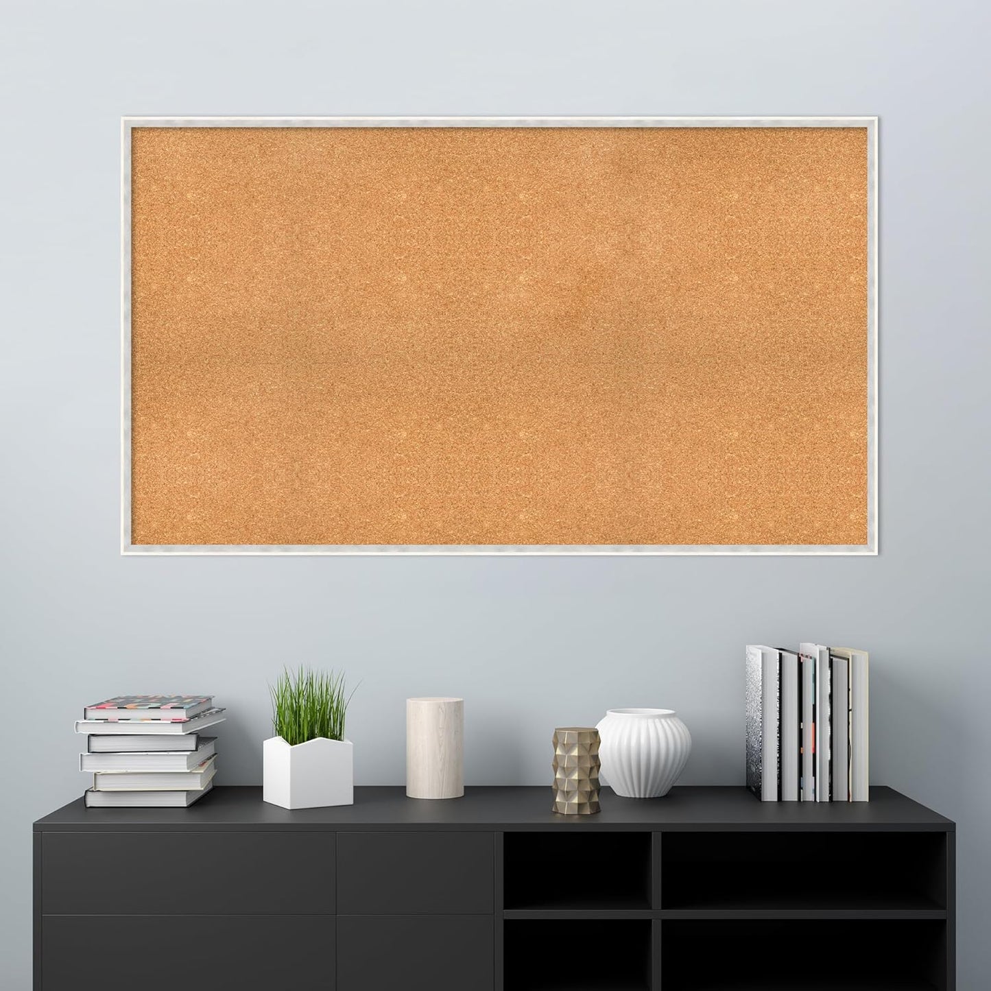 Amanti Art Natural Cork Board for Wall, 33x57 Vision Board with White Frame, Oversize Corkboard Office Decor for Home Organization, Modern Corkboard Pinboard to Display Items for Home Organization in