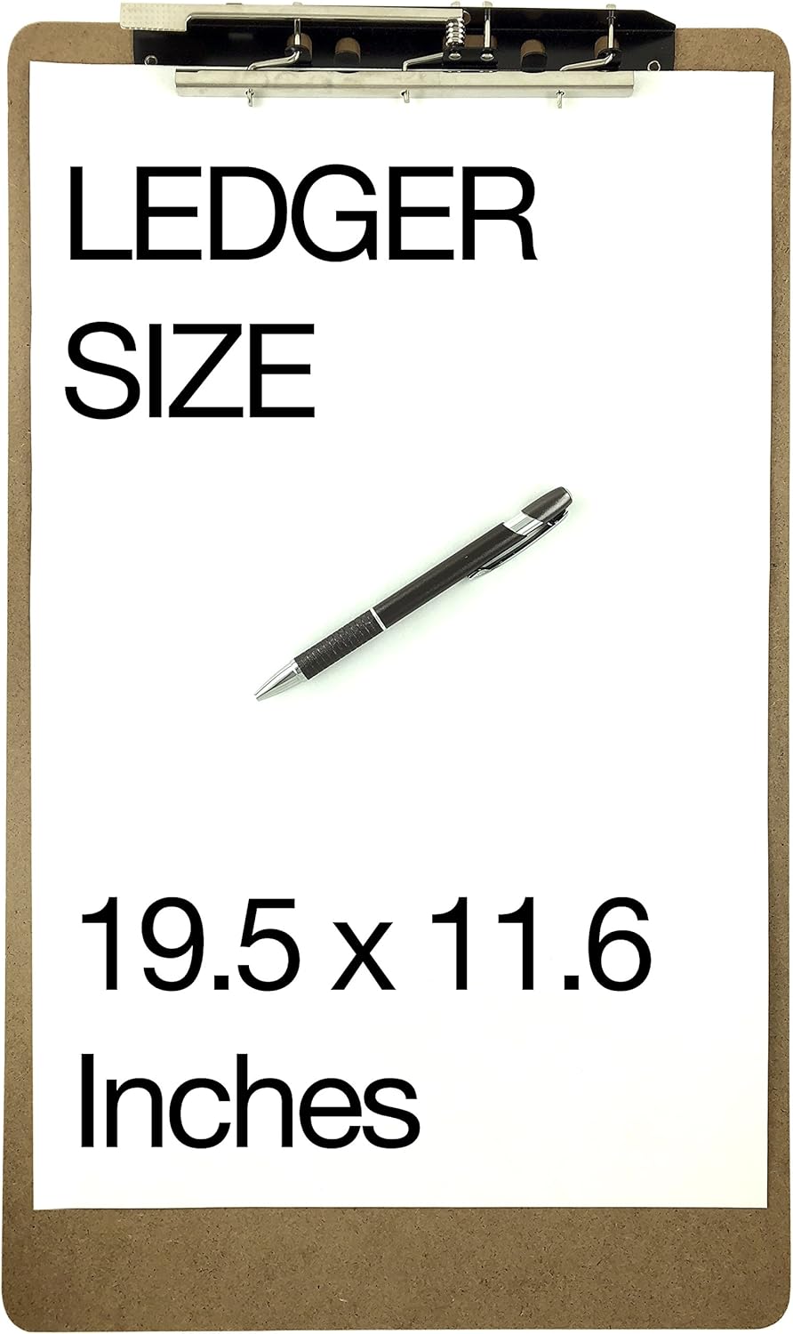 Trade Quest Ledger Size Clipboard Lever Hinge Clip 19.5'' x 11.6'' (Pack of 3)