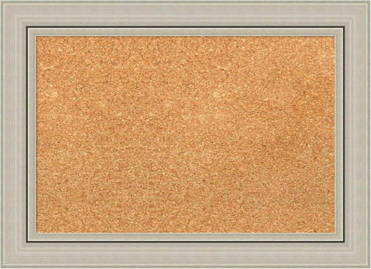 Amanti Art Natural Cork Board for Wall, 16x22 Vision Board with Silver Wood Frame, Small Corkboard Office Decor for Home Organization, Casual Corkboard Pinboard to Display Items for Home Organization