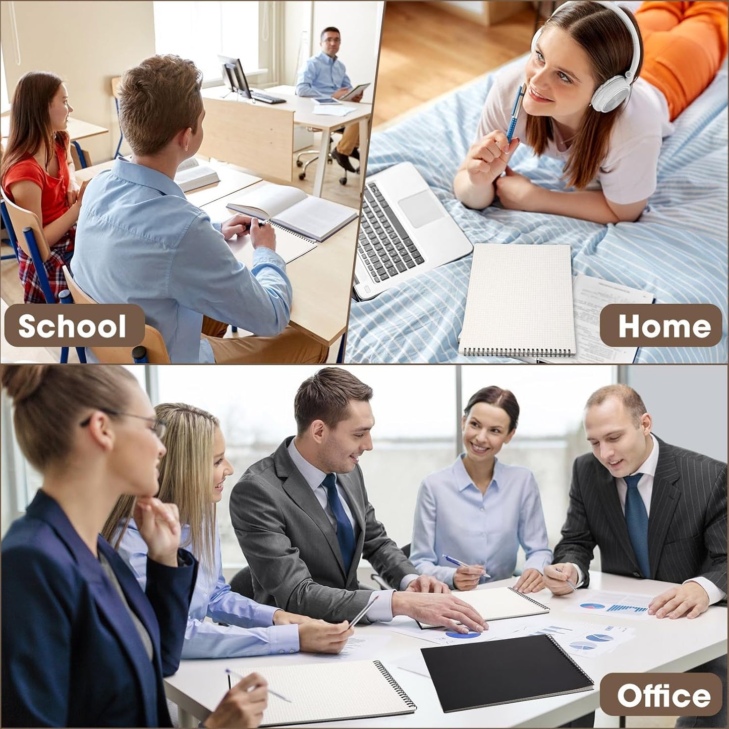 6 Pack Top Spiral Graph Paper Notebooks 8.7 X11.4 Inch A4 Grid Paper Notepad 70 Sheet Memo Steno Pad for Engineering Writing Sketching Drawing School Office Supplies (Black)