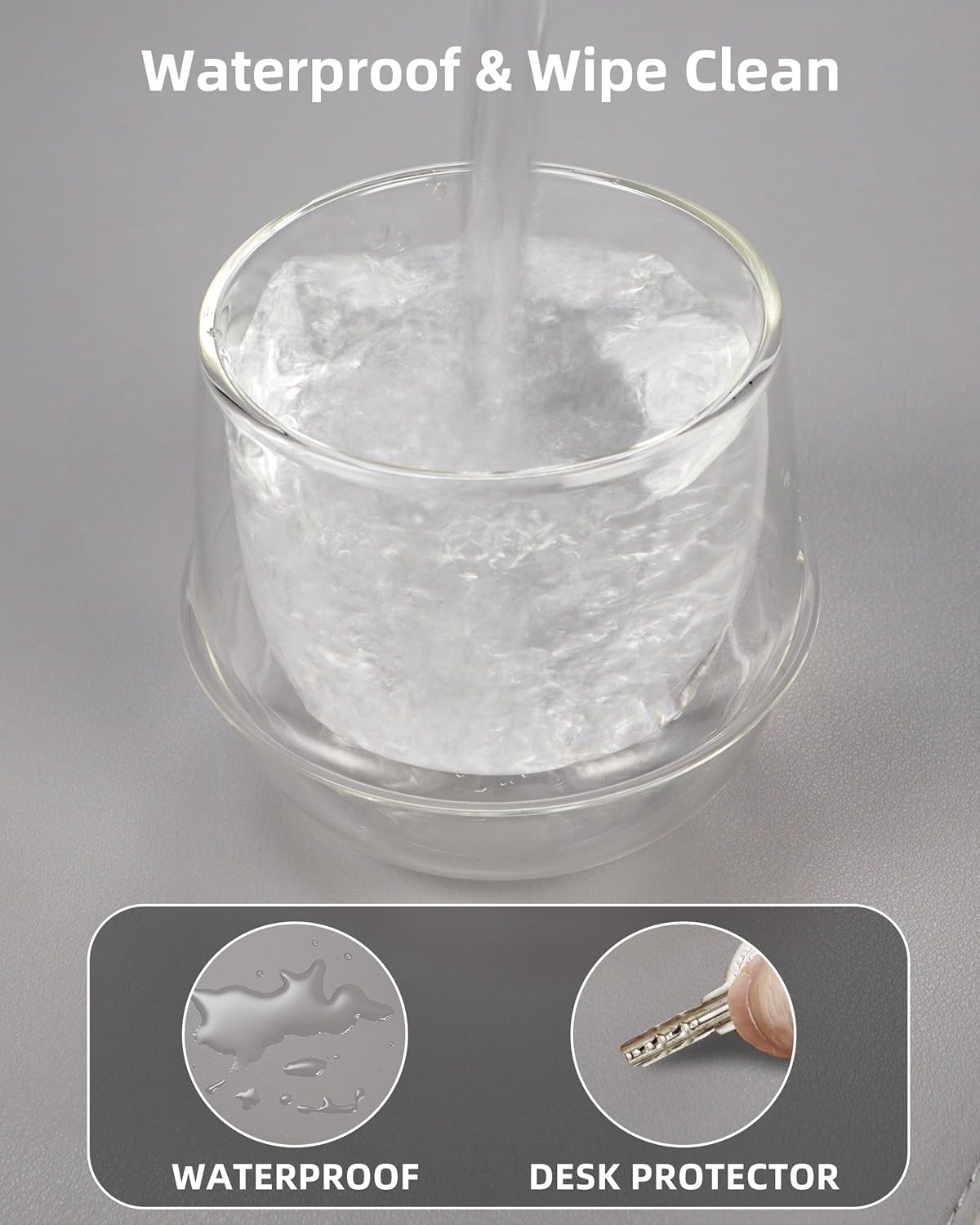 Desk Pad Mat - Leather Desk Pad Protector for Office and Home - Desk Organization and Accessories - Ideal for Large Mouse Pad and Desk Mats on Top of Desks(Light Grey,35.4" x 17")