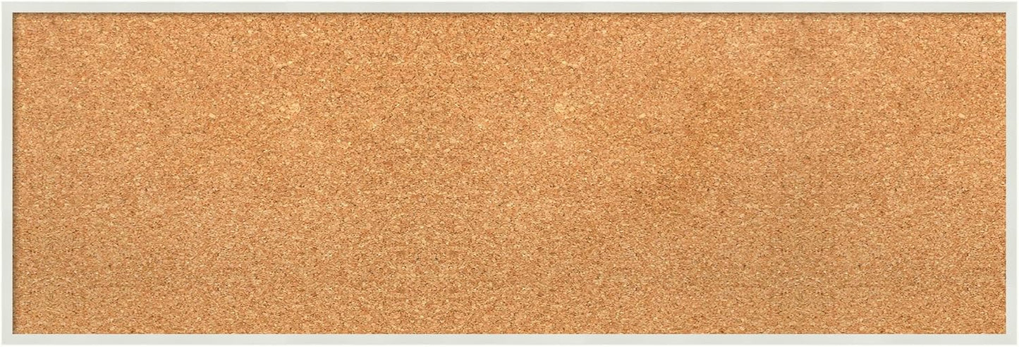 Amanti Art Natural Cork Board for Wall, 13x37 Vision Board with White Frame, Medium Corkboard Office Decor for Home Organization, Modern Corkboard Pinboard to Display Items for Home Organization in
