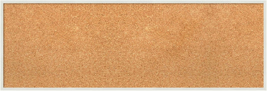 Amanti Art Natural Cork Board for Wall, 13x37 Vision Board with White Frame, Medium Corkboard Office Decor for Home Organization, Modern Corkboard Pinboard to Display Items for Home Organization in