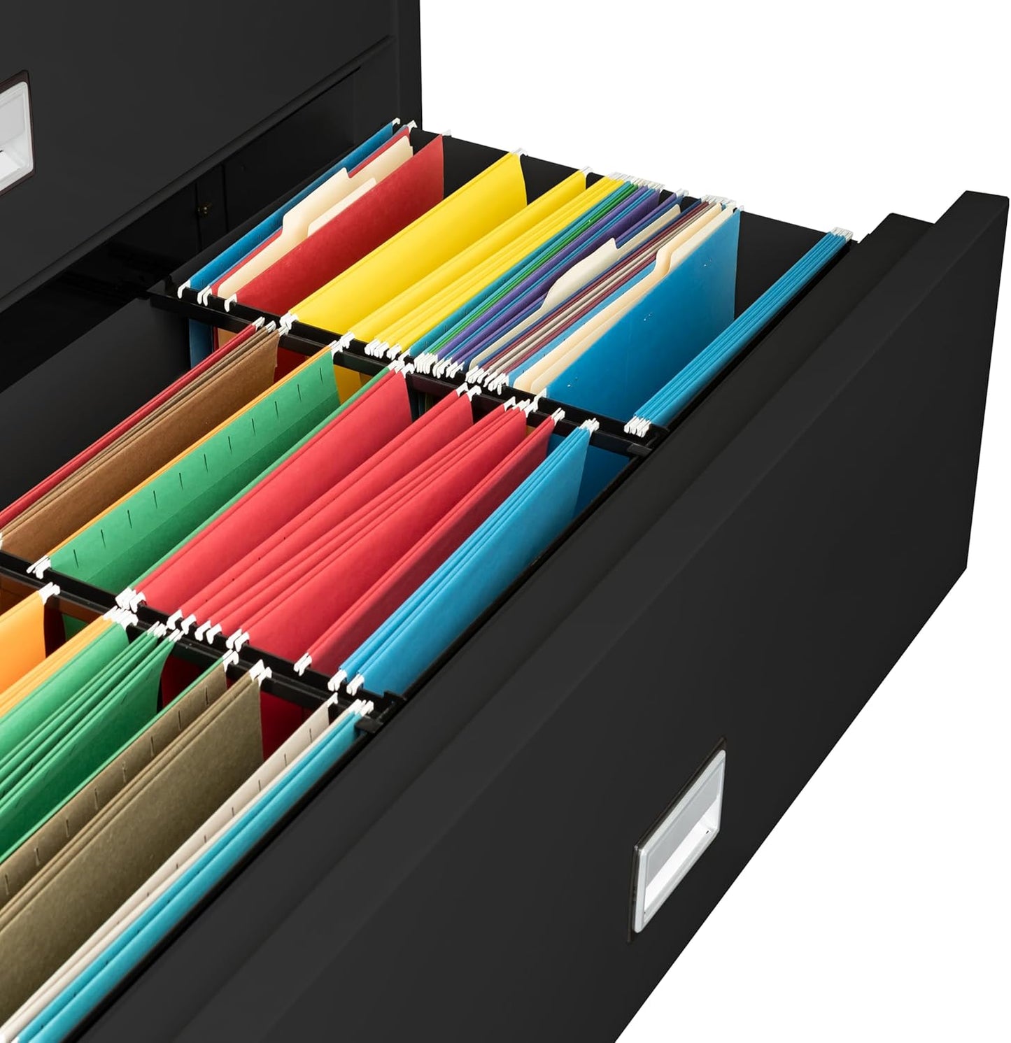 44 inch Wide 4-Drawer Lateral Fireproof File Cabinet – Legal and Letter Size Filing – Key Lock – Water Resistant – Fire Safe and Impact Rated – Black Finish – Model LAT4W44B
