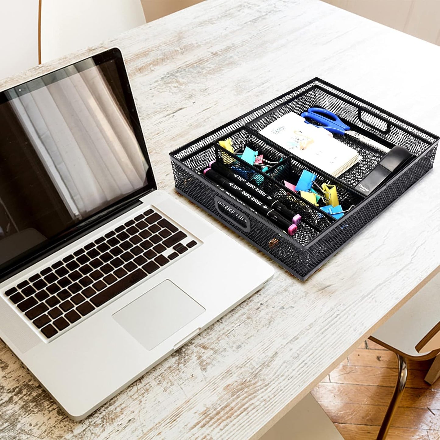 Office Drawer Organizer 3 Pack, Office Supplies Desk, Black Mesh Drawer Organizer Hold Pens & A4 Sized File, 12 x 9 Inches Visit the Store