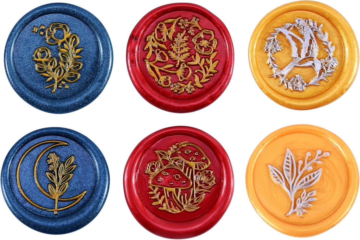 Yoption 6 Pieces Botanical Wax Seal Stamp Set, Vintage Plant Flower Sealing Wax Stamp Heads + 1 Wooden Handle with Gift Box for Wedding Invitation, Christmas, Gift Idea