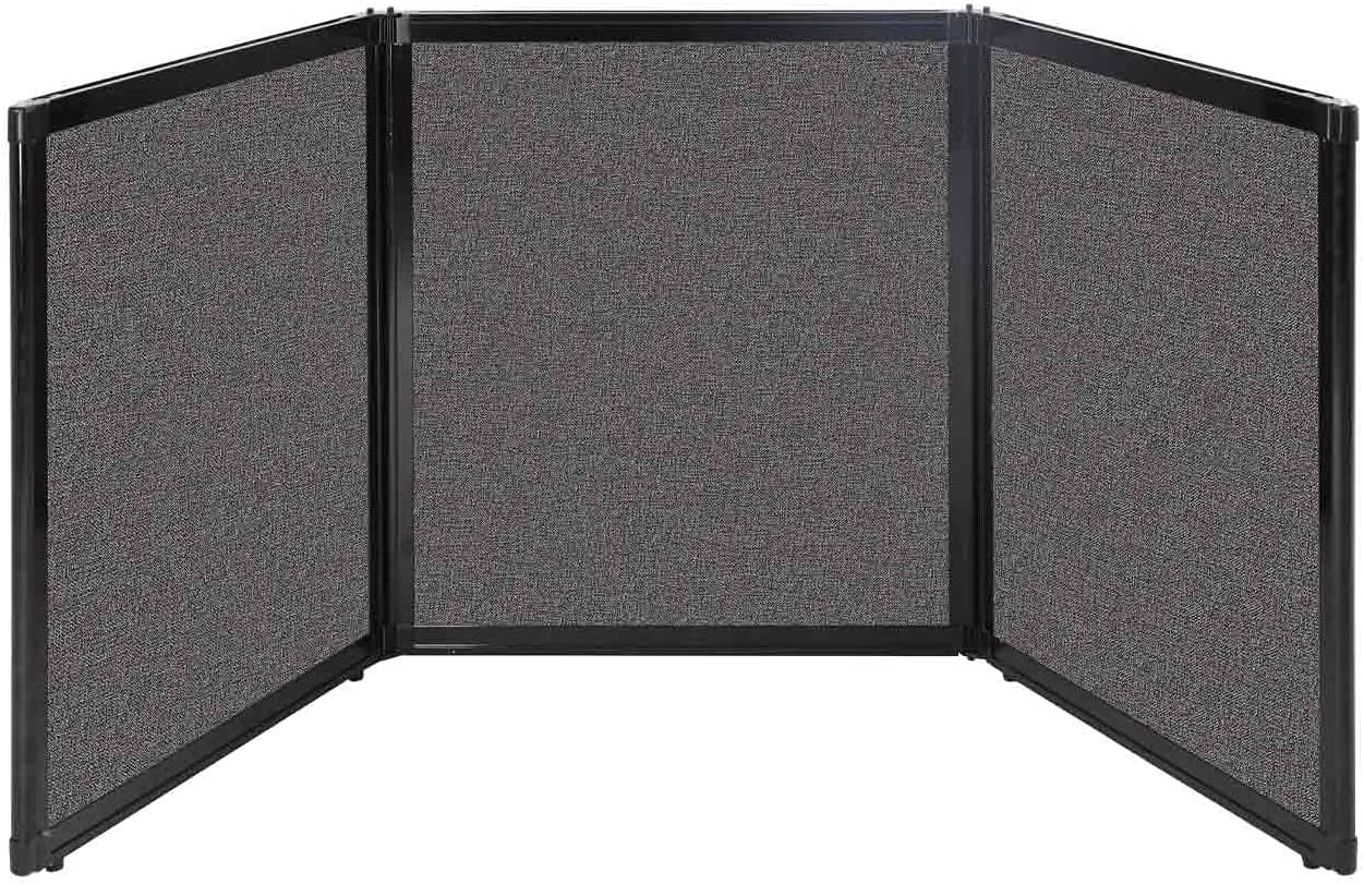 Versare Folding Tabletop Display | 3-Panel Partition | Lightweight Portable Workspace Divider | Charcoal Gray 99" x 36"