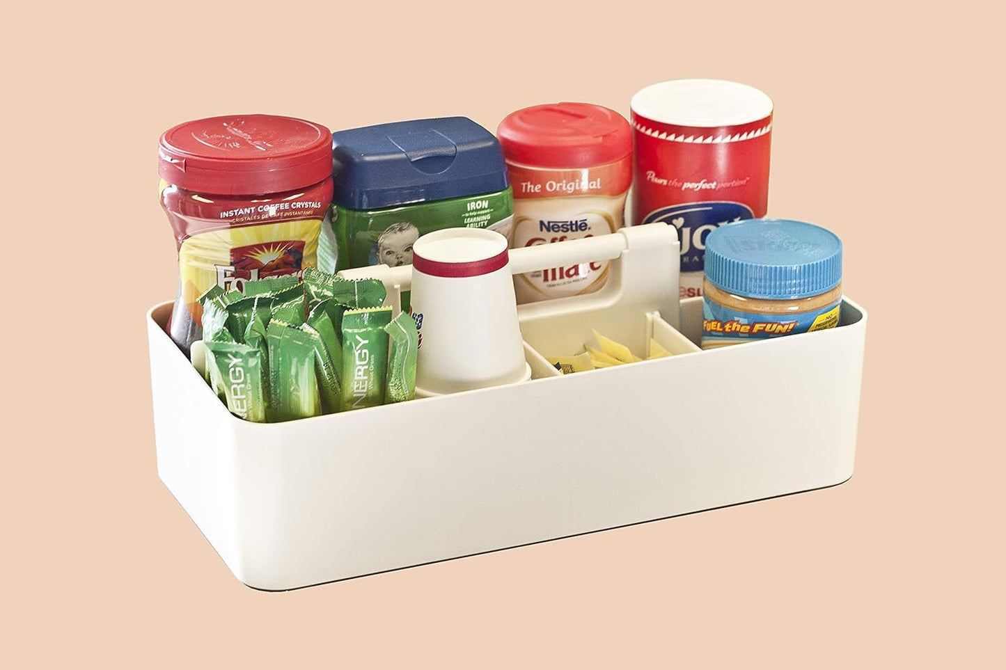 Portable Caddy Organizer - Stackable Plastic Caddy with Handle | Desk, Makeup, Dorm Caddy, Classroom Art Organizers (Made In Usa) (Mint/Ivory/Pink/Gray), OGMIX-4PACK