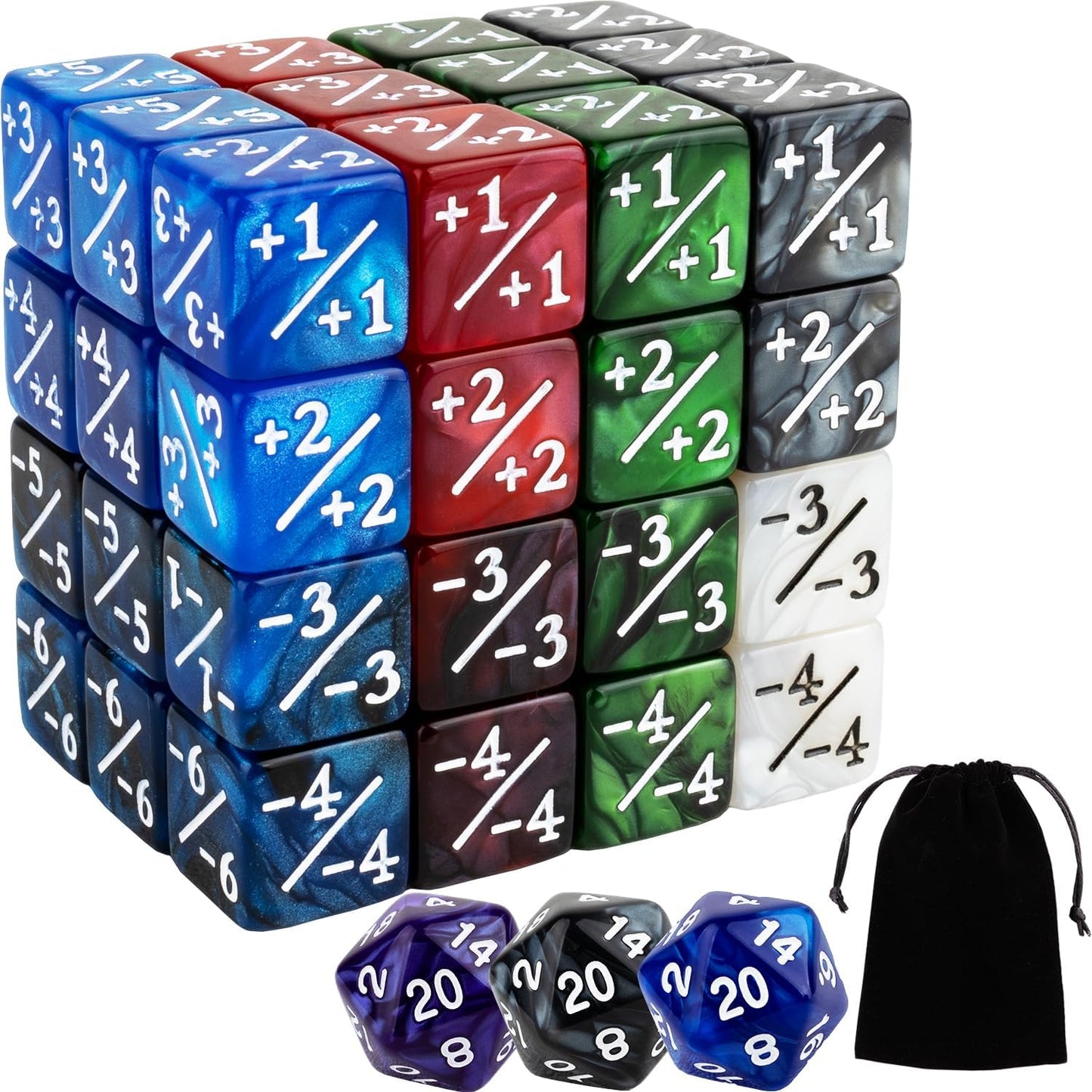 51 Pieces MTG Counter Dice Plus 1 Life Counters +1/+1 Tokens 6 Sided Dice Set for Magic The Gathering, MTG, TCG, Cards Gaming Accessories