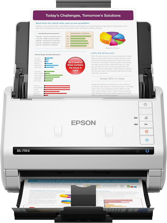 Epson DS-770 II Color Duplex Document Scanner for PC and Mac, with 100-page Auto Document Feeder (ADF), Twain and ISIS Drivers