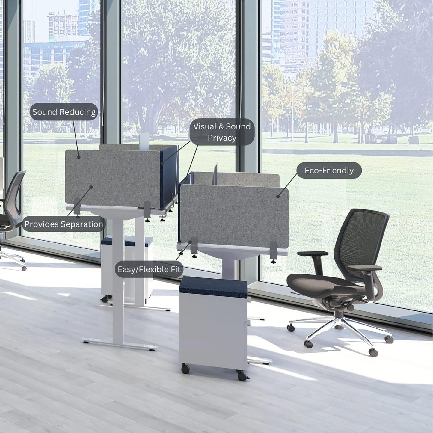 Desk Divider; Sound Absorbing Panel and Sound Proof Dividers - Privacy Shields for Student Desks and Desk Privacy Panels. Cubicle Wall, Desk Divider for Students and Office (Light Grey, 29" W x 18”H)