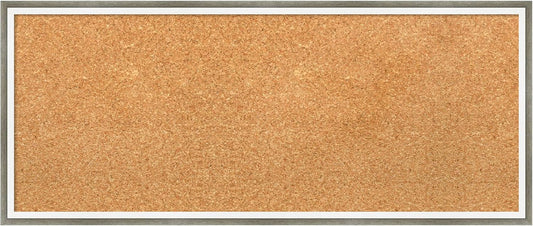 Amanti Art Natural Cork Board for Wall, 13x31 Vision Board with Silver Wood Frame, Medium Corkboard Office Decor for Home Organization, Modern Contemporary Corkboard Pinboard to display items for home
