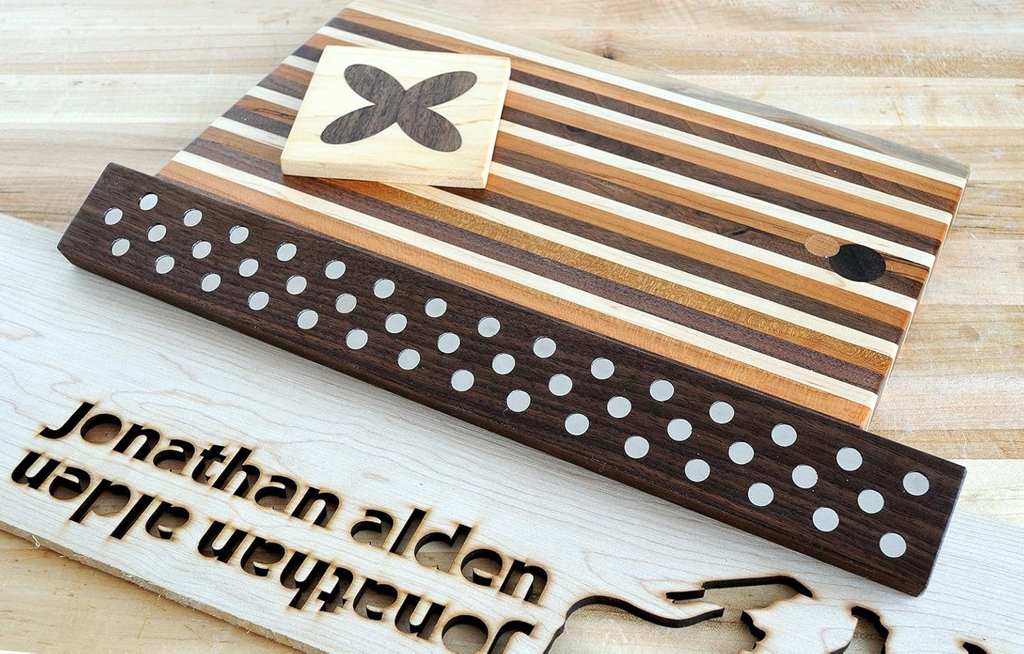 Magnetic Wooden Knife Bar Holder Strip, Cherry or Walnut, 12, 16, 20, or 24 Inch (20 Inch, Walnut)