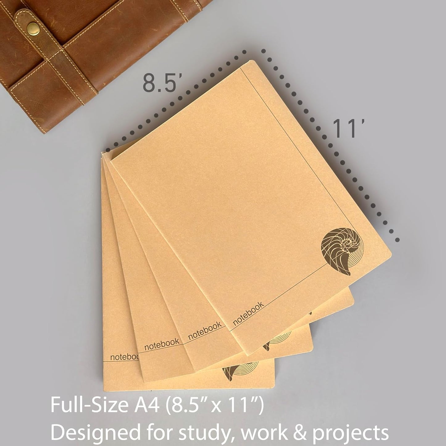 le vent A4 Grid Notebook Set – 4 Pack Graph Paper Journals, 100 Pages, 100gsm, Lay Flat, Eco-Friendly, 8.5x11 Hardcover Look for School, Office, Engineers & Students