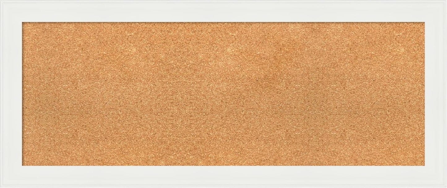 Amanti Art Natural Cork Board for Wall, 17x41 Vision Board with White Frame, Medium Corkboard Office Decor for Home Organization, Casual Corkboard Pinboard to Display Items for Home Organization in