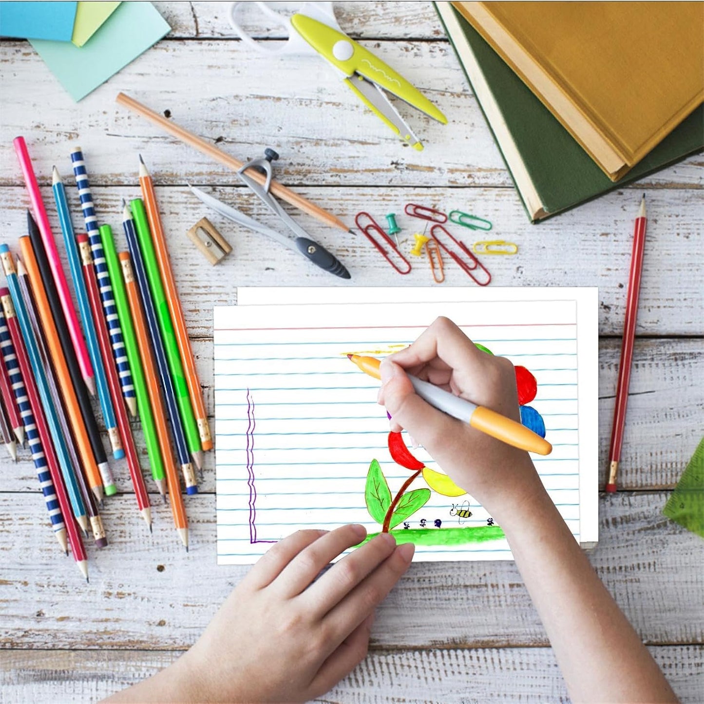 White Index Cards 5x7, Ruled Index Cards, Flash Cards for Studying, File Note Cards, Study Cards, Flash Cards, 100 Pcs Lined Index Flashcards for Office and School Supplies