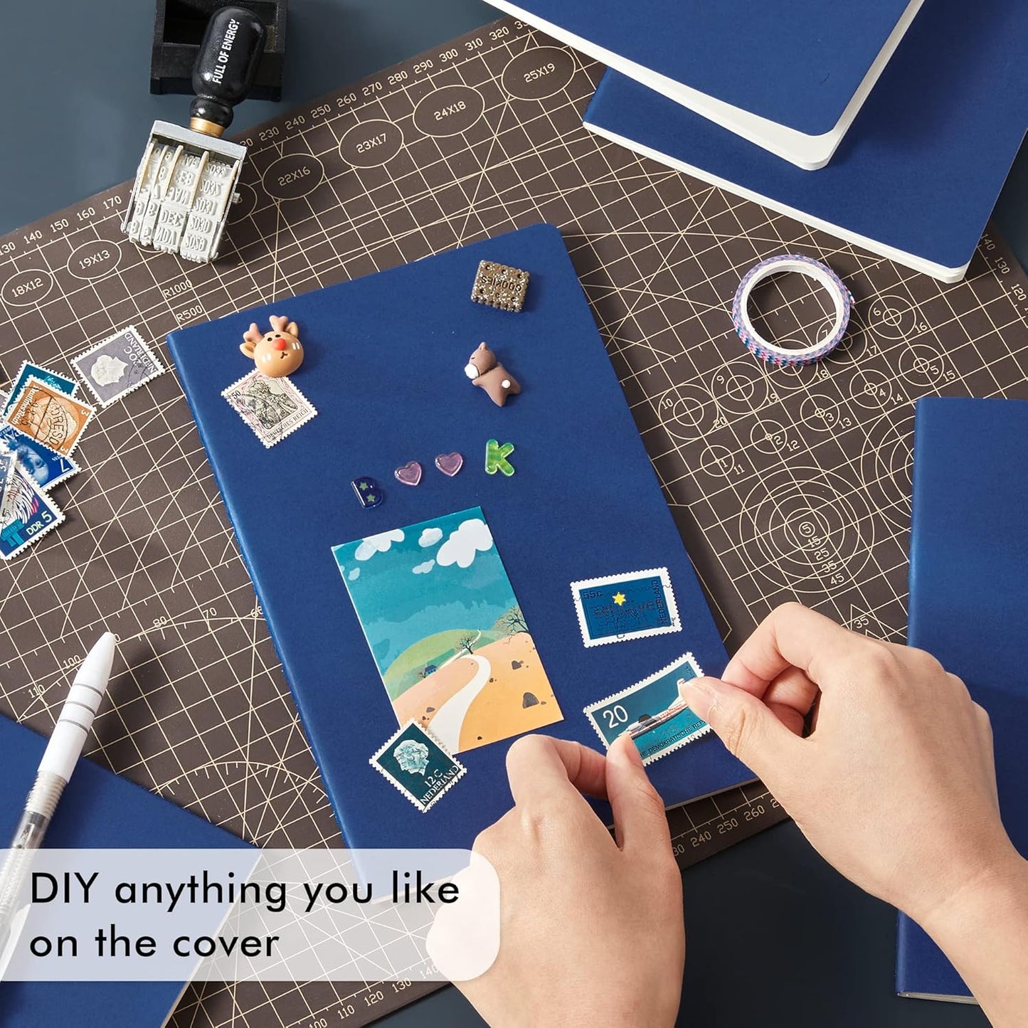 8 Pack Soft Cover Journal Bulk, Feela Notebooks College Ruled for Work, Lined Travel Journal for Women Men, Note Taking Notebook School Supplies Business Writing, 8.2” x 5.5”, A5, Navy