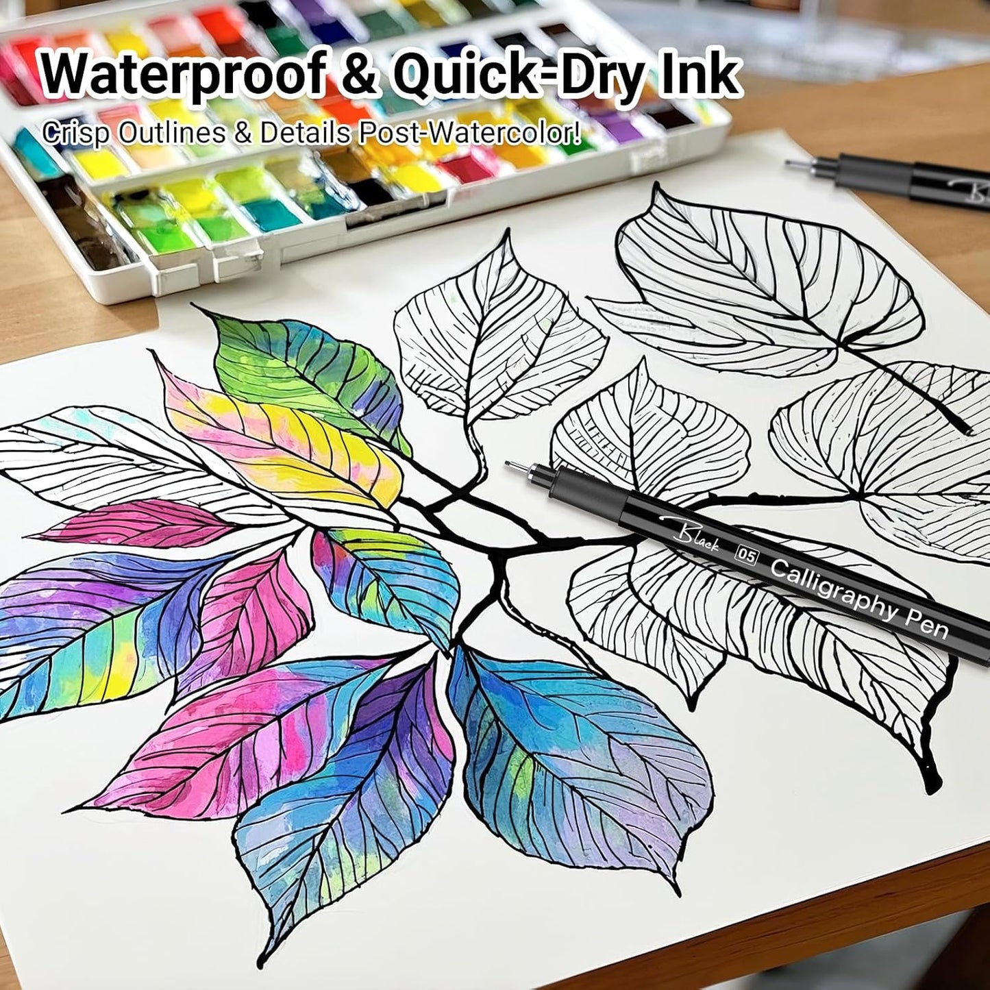 KERIFI Micro Fineliner Drawing Pens for Artists, 16 Black Fine Liner Markers, Waterproof Archival Ink Multiliner Pens, Technical Mandala Zentangle Book Accessories, Art Supplies Stuff Gifts for Adults