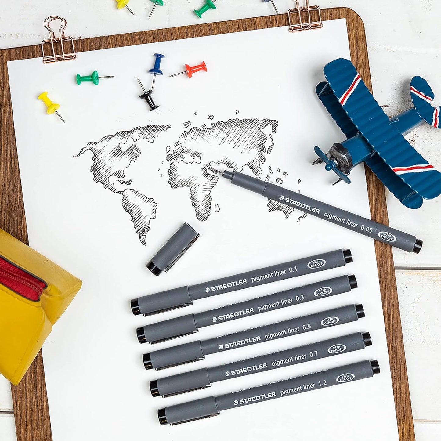 STAEDTLER Pigment Liner, Fineliner Pen for Drawing, Drafting, Journaling, 0.7mm, Black, Box of 5 Pens, 308 07-9 04