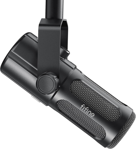 FIFINE Podcast Microphone, USB/XLR Vocal Dynamic Microphone for Recording, Broadcast, Streaming, Studio PC Mic with Frequency Respond Adjustment, Mute Button, Headphone Monitoring-AmpliTank TANK6