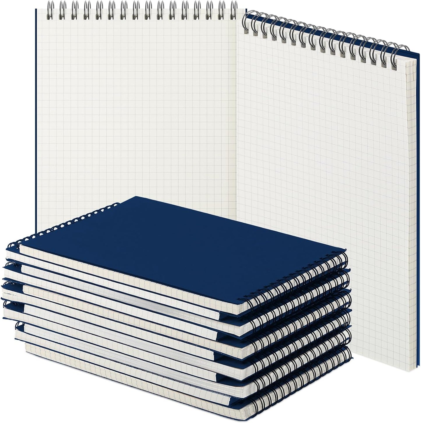 12 Pack Graph Paper Spiral Notepad A5 Top Wirebound Notepad Grid Notebook Steno Pads Memo Notebook Grid Paper 140 Pages for Writing Sketching Drawing Office Supplies (Blue)